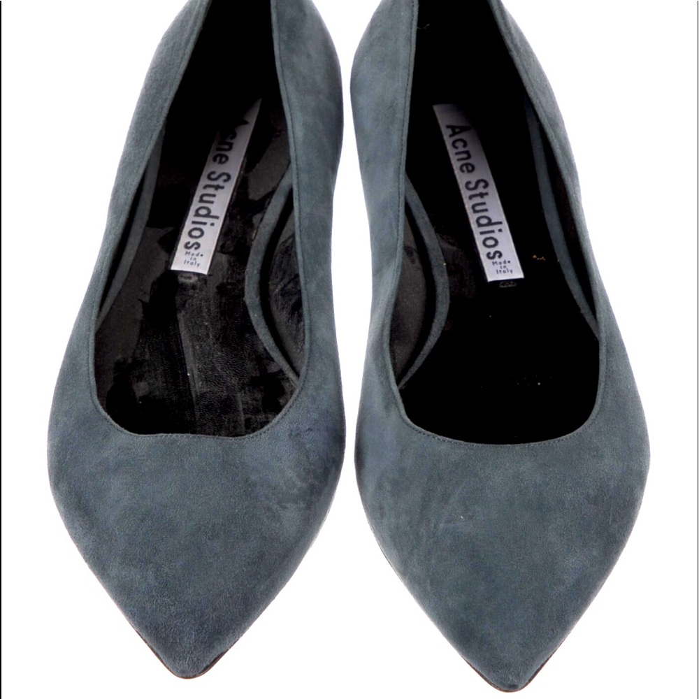 Acne Studios Grey Suede Pointed Toe Flats